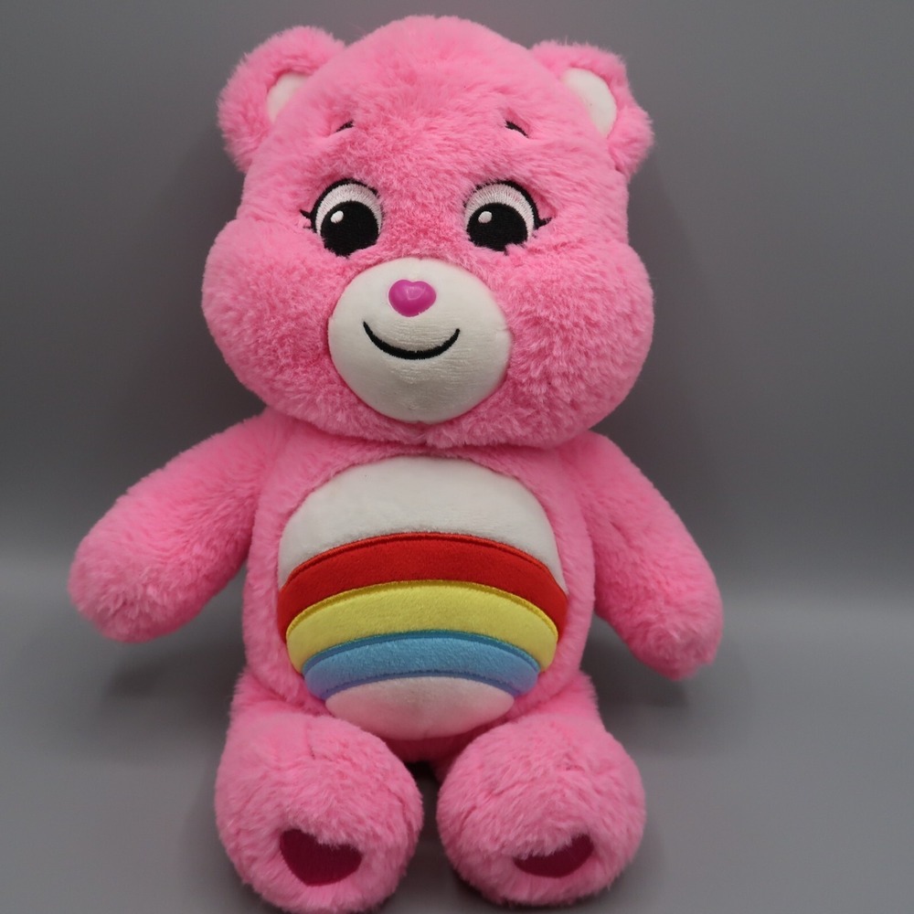 Care Bears Rainbow Cheer Bear Plush Pink Pride 13" Stuffed Animal